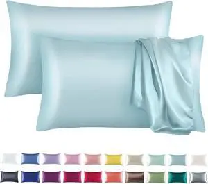 Tyfitb Satin Pillowcase for Hair and Skin, Baby Blue Pillowcases Set of 2, Cooling Pillow Cases Standard Size(20×26 Inches), Soft Luxury Satin Pillowcase with Envelope Closure Tyfitb Satin Pillowcase for Hair and Skin, Baby Blue Pillowcases Set of 2, Cooling Pillow Cases Standard Size(20×26 Inches), Soft Luxury Satin Pillowcase with Envelope Closure