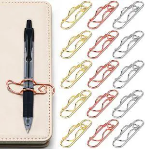 15 Pcs Pen Holder Clip for Notebook, Holds Thick & Thin Pen, Metal Pen Clip 15 Pcs Pen Holder Clip for Notebook, Holds Thick & Thin Pen, Metal Pen Clip