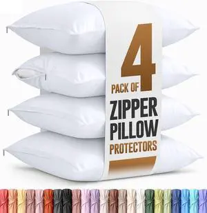 Utopia Bedding 4 Pack Pillow Protectors with Zipper Queen Size, Soft Brushed Microfiber Fabric Pillow Cases, Shrinkage and Fade Resistant Pillow Covers (White) Utopia Bedding 4 Pack Pillow Protectors with Zipper Queen Size, Soft Brushed Microfiber Fabric Pillow Cases, Shrinkage and Fade Resistant Pillow Covers (White)