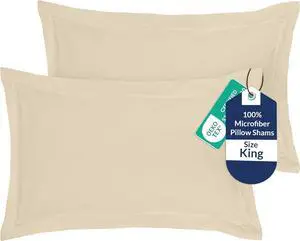 Royale Linens Pillow Shams 2 Pack King Size 20x36 Inch - Brushed 1800 Microfiber - Bed Pillow Shams, Wrinkle Resistant Super Soft and Cozy - Back Overlap Closure - Oxford Pillowcase (King, Sand) Royale Linens Pillow Shams 2 Pack King Size 20x36 Inch - Brushed 1800 Microfiber - Bed Pillow Shams, Wrinkle Resistant Super Soft and Cozy - Back Overlap Closure - Oxford Pillowcase (King, Sand)