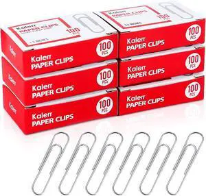 Kalerr Paper Clips, 600 Pcs Paperclips (6 Boxes of 100 Each), Premium Paper Clip, 1-2/7" Silver Paper Clips Medium (1.3 Inches), Rustproof Metal Paper Clip for Office, School, Home Kalerr Paper Clips, 600 Pcs Paperclips (6 Boxes of 100 Each), Premium Paper Clip, 1-2/7" Silver Paper Clips Medium (1.3 Inches), Rustproof Metal Paper Clip for Office, School, Home
