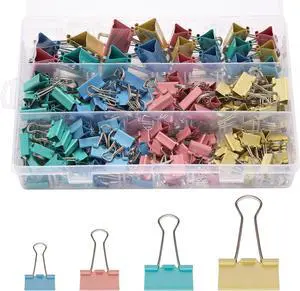 180 Pack Colored Binder Clips Bulk, 4 Size Assortment Includes Large, Medium, Small, Mini Metal Clips (1.26, 1, 0.75, 0.6), Heavy-Duty Metal Paper Clamps for Office & School Supplies 180 Pack Colored Binder Clips Bulk, 4 Size Assortment Includes Large, Medium, Small, Mini Metal Clips (1.26, 1, 0.75, 0.6), Heavy-Duty Metal Paper Clamps for Office & School Supplies