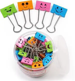 Coideal Smiling Binder Paper Clips - 40 Pcs 19mm Mini Colored Metal Fun Clip Clamps with Cute Smile Face Assorted Color for Office (0.75 inch, Small) Coideal Smiling Binder Paper Clips - 40 Pcs 19mm Mini Colored Metal Fun Clip Clamps with Cute Smile Face Assorted Color for Office (0.75 inch, Small)