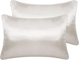 Satin Toddler Pillowcases Set of 2, 13x18 Travel Pillow Covers, Silver Satin Toddler Pillowcases Set of 2, 13x18 Travel Pillow Covers, Silver