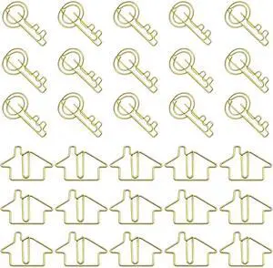 Hesena 120 Pcs House & Key Paper Clips Real Estate Agent Gift (Gold) Hesena 120 Pcs House & Key Paper Clips Real Estate Agent Gift (Gold)