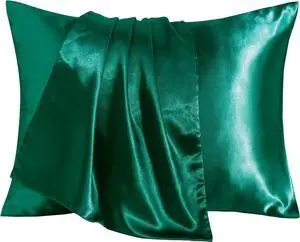 BEDSUM 2 Pack Silk Satin Toddler Pillowcases, Luxury Silky Travel Envelope Closure Pillow Cases for Baby Boys and Girls, 14x20 Inches, Dark Green BEDSUM 2 Pack Silk Satin Toddler Pillowcases, Luxury Silky Travel Envelope Closure Pillow Cases for Baby Boys and Girls, 14x20 Inches, Dark Green