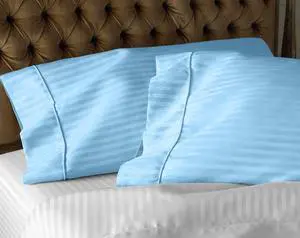 Standard Size Pillow Cases 100% Egyptian Cotton 800 Thread Count Super Soft Perfect Silky Sateen Weave Bed Pillow Cover (20" x 30") Inches, Light Blue Stripe Standard Size Pillow Cases 100% Egyptian Cotton 800 Thread Count Super Soft Perfect Silky Sateen Weave Bed Pillow Cover (20" x 30") Inches, Light Blue Stripe