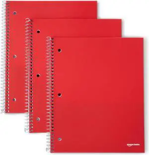Amazon Basics 4x4 Graph Ruled Spiral Notebook, Poly Cover, 100 Sheets, 9" x 11", Coral, 3 pack Amazon Basics 4x4 Graph Ruled Spiral Notebook, Poly Cover, 100 Sheets, 9" x 11", Coral, 3 pack