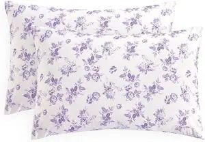 Wake In Cloud - Cottagecore Pillow Cases, Floral Shabby Chic Vintage Flower Shabby Chic Coquette Aesthetic, Set of 2 Soft Pillowcases Pillow Shams Covers, Lilac, Standard Size 20x26 Inches Wake In Cloud - Cottagecore Pillow Cases, Floral Shabby Chic Vintage Flower Shabby Chic Coquette Aesthetic, Set of 2 Soft Pillowcases Pillow Shams Covers, Lilac, Standard Size 20x26 Inches