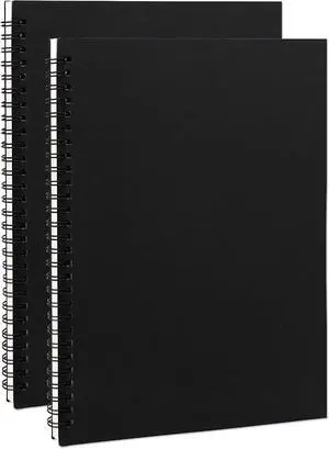 DSTELIN 10 inch x 7.5 inch, 100GSM, Blank Spiral Notebook, 2-Pack, Soft Cover, Sketch book, 120 Pages / 60 Sheets, (Black) DSTELIN 10 inch x 7.5 inch, 100GSM, Blank Spiral Notebook, 2-Pack, Soft Cover, Sketch book, 120 Pages / 60 Sheets, (Black)