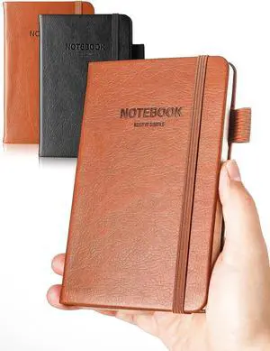 AISBUGUR Pocket Notebook Small Notebook 2-Pack, 3.7" x 5.7" Pocket Notebooks Hardcover with Thick Lined Paper, Inner Pockets, Cover Letter Embossing Design Mini Journal Notepad Black+Brown AISBUGUR Pocket Notebook Small Notebook 2-Pack, 3.7" x 5.7" Pocket Notebooks Hardcover with Thick Lined Paper, Inner Pockets, Cover Letter Embossing Design Mini Journal Notepad Black+Brown