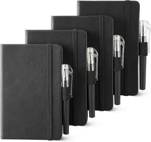 NETANY 4 Pack Small Notebook Pocket Notebook, A6 Mini Leather Hardcover Journal, 3.7" X 5.7", 416 Pages Note Pads, Black NETANY 4 Pack Small Notebook Pocket Notebook, A6 Mini Leather Hardcover Journal, 3.7" X 5.7", 416 Pages Note Pads, Black