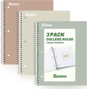 SUNEE Spiral Notebooks, 3 Pack, 1-Subject, College Ruled Paper, 8" x 10-1/2", 70 Sheets per Notebook, Assorted Aesthetic Colors Spiral Notebooks for School SUNEE Spiral Notebooks, 3 Pack, 1-Subject, College Ruled Paper, 8" x 10-1/2", 70 Sheets per Notebook, Assorted Aesthetic Colors Spiral Notebooks for School