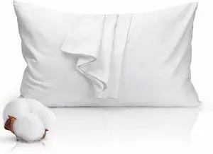 500TC Cotton Sateen Queen Pillowcase, White 20"x30" 500TC Cotton Sateen Queen Pillowcase, White 20"x30"