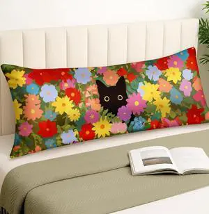 Miss Adola Satin Body Pillow Cover with Zipper - 20x54 Inch Silky Long Pillow Case for Women Ladies Adults Soft Bed Decorative Cute Boho Large Body Pillowcase for Hair and Skin, Cat in Flower Miss Adola Satin Body Pillow Cover with Zipper - 20x54 Inch Silky Long Pillow Case for Women Ladies Adults Soft Bed Decorative Cute Boho Large Body Pillowcase for Hair and Skin, Cat in Flower
