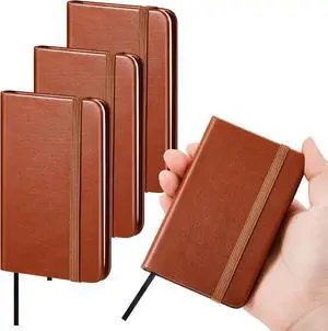 Qeeenar 4 Pcs Mini Pocket Hardcover Notebook Brown Classic Qeeenar 4 Pcs Mini Pocket Hardcover Notebook Brown Classic