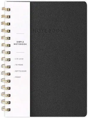 Spiral Notebook-6.10" x 8.19" College Ruled Journal with Inner Pockets and 160 Pages,PU Leather Cover Business Journal, Twin-Wire Binding Notebook Perfect for Office & Home School Supplies Spiral Notebook-6.10" x 8.19" College Ruled Journal with Inner Pockets and 160 Pages,PU Leather Cover Business Journal, Twin-Wire Binding Notebook Perfect for Office & Home School Supplies