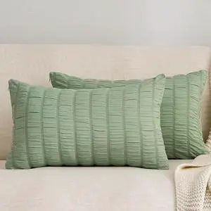 JELLYMONI Light Green Seersucker Pillowcases 12" x 20" JELLYMONI Light Green Seersucker Pillowcases 12" x 20"
