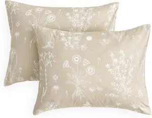 Wake In Cloud - Floral Pillow Cases, Botanical Flower Cottagecore Pattern Printed, Set of 2 Soft Pillowcases Pillow Shams Covers, Tan, Standard Size 20x26 Inches Wake In Cloud - Floral Pillow Cases, Botanical Flower Cottagecore Pattern Printed, Set of 2 Soft Pillowcases Pillow Shams Covers, Tan, Standard Size 20x26 Inches