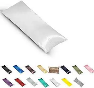 TAOSON Silky Soft Satin Body Pillow Cover Pillowcase Pillow Protector Cushion Cover with Zippers (21"x54",White) TAOSON Silky Soft Satin Body Pillow Cover Pillowcase Pillow Protector Cushion Cover with Zippers (21"x54",White)