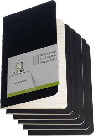 TWONE 6 Pack Mini Pocket Notebooks, 3.5x5.5, Lined, Black Cardstock TWONE 6 Pack Mini Pocket Notebooks, 3.5x5.5, Lined, Black Cardstock