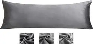 Body Pillow Cover with Zipper Soft Luxury Velvet Body Pillowcase 21" x 54 Long Bed Pillow Cover Protector Cushion Case Grey Body Pillow Cover with Zipper Soft Luxury Velvet Body Pillowcase 21" x 54 Long Bed Pillow Cover Protector Cushion Case Grey
