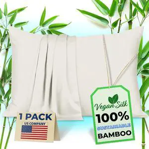 Anti Acne Pillowcase - Standard Size 20"x26" with Zipper, Premium 75% Viscose Derived from Bamboo, 25% Modal Blend, Beige, 1 Piece - Cooling Silky Satin Pillow Case - Oeko-TEX Certified Anti Acne Pillowcase - Standard Size 20"x26" with Zipper, Premium 75% Viscose Derived from Bamboo, 25% Modal Blend, Beige, 1 Piece - Cooling Silky Satin Pillow Case - Oeko-TEX Certified