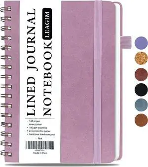 LEAGIM Lined Spiral Journal Notebook for Women & Men, College Ruled Hardcover Notebook for Work & Note Taking, Journals for Writing, 100 GSM, Business, School, 140 Pages, A5(5.8"x8.5") - Pink LEAGIM Lined Spiral Journal Notebook for Women & Men, College Ruled Hardcover Notebook for Work & Note Taking, Journals for Writing, 100 GSM, Business, School, 140 Pages, A5(5.8"x8.5") - Pink