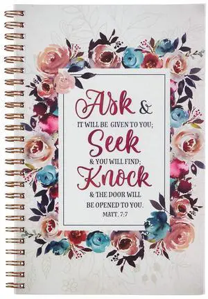 Christian Art Gifts Notebook Ask Seek Knock Matthew 7:7 Bible Verse Inspirational Writing Notebook Gratitude Prayer Journal Flexible Cover 128 Ruled Pages w/Scripture, 6 x 8.5 Inches Christian Art Gifts Notebook Ask Seek Knock Matthew 7:7 Bible Verse Inspirational Writing Notebook Gratitude Prayer Journal Flexible Cover 128 Ruled Pages w/Scripture, 6 x 8.5 Inches