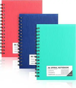 FLYING EAGLE 3 PCS Small Spiral Notebooks 4x6, A6 Cute Mini Journal Plastic Hardcover 8mm Ruled Notebook, 3 Color 234 Sheets/468 Pages, 3 Pack Small Ruled Notebooks for School Work FLYING EAGLE 3 PCS Small Spiral Notebooks 4x6, A6 Cute Mini Journal Plastic Hardcover 8mm Ruled Notebook, 3 Color 234 Sheets/468 Pages, 3 Pack Small Ruled Notebooks for School Work