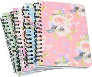 Yansanido Spiral Notebook, 4 Pcs A6 Flower Design Thick Hardcover 8mm Ruled 4 Color 80 Sheets -160 Pages Journals for Study and Notes (A6-4pcs flower, A6) Yansanido Spiral Notebook, 4 Pcs A6 Flower Design Thick Hardcover 8mm Ruled 4 Color 80 Sheets -160 Pages Journals for Study and Notes (A6-4pcs flower, A6)