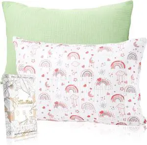 Miss Adola Ultra-Soft Cotton Toddler Pillowcases Set of 2, WT PK Rainbow Miss Adola Ultra-Soft Cotton Toddler Pillowcases Set of 2, WT PK Rainbow
