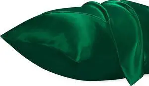 Lirex Satin Pillowcase for Hair and Skin, Super Soft and Cooling Similar to Silk, 2 Pack Standard Size 20"X 26" Pillow Cases with Envelope Closure, Gifts for Women Men, Green Lirex Satin Pillowcase for Hair and Skin, Super Soft and Cooling Similar to Silk, 2 Pack Standard Size 20"X 26" Pillow Cases with Envelope Closure, Gifts for Women Men, Green