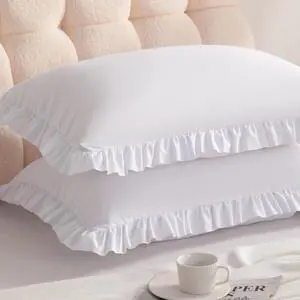 Ruffled Standard Pillow Cases, 2 Pack, 20x26 Inches, White Ruffled Standard Pillow Cases, 2 Pack, 20x26 Inches, White