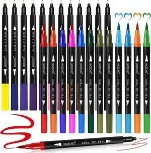 Nicecho 24 Colors Dual Tip Art Markers Pens for Adult Coloring Books Nicecho 24 Colors Dual Tip Art Markers Pens for Adult Coloring Books