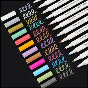 Sunshilor Metallic Markers Fine Point Metallic Marker Pens for Black Paper, Rock Painting, Easter Egg, Halloween Pumpkin, Card Making, Metal, Ceramic, Wine Glass, Set of 12 Sunshilor Metallic Markers Fine Point Metallic Marker Pens for Black Paper, Rock Painting, Easter Egg, Halloween Pumpkin, Card Making, Metal, Ceramic, Wine Glass, Set of 12