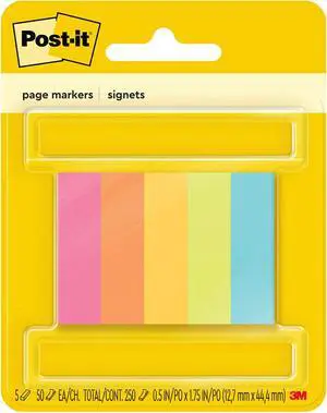 Post-it Page Markers, Assorted Colors, 1/2 in x 2 in, 50 Sheets/Pad, 5 Pads/Pack (670-5AF) Post-it Page Markers, Assorted Colors, 1/2 in x 2 in, 50 Sheets/Pad, 5 Pads/Pack (670-5AF)