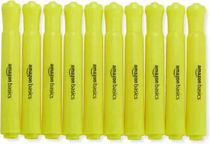 Amazon Basics Tank Style Highlighters, Chisel Tip, Bible Highlighter, Office and School Supplies, 12 Pack, Yellow Amazon Basics Tank Style Highlighters, Chisel Tip, Bible Highlighter, Office and School Supplies, 12 Pack, Yellow