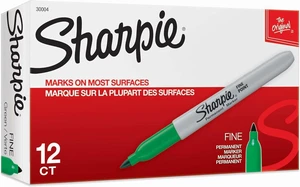 Sharpie Permanent Markers, Fine Point, Green, 12 Count Sharpie Permanent Markers, Fine Point, Green, 12 Count