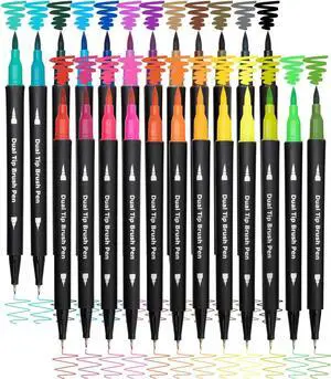 Piochoo Dual Brush Marker Pens for Adult Coloring Books,24pcs Markers Piochoo Dual Brush Marker Pens for Adult Coloring Books,24pcs Markers