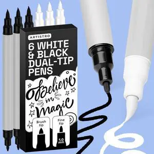 ARTISTRO Acrylic Paint Pens Dual Tip Markers Brush & Fine Tip Paint Pens for Calligraphy, Crafts, Greeting Cards, Ornament Decor, DIY Art (Black&White) ARTISTRO Acrylic Paint Pens Dual Tip Markers Brush & Fine Tip Paint Pens for Calligraphy, Crafts, Greeting Cards, Ornament Decor, DIY Art (Black&White)