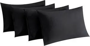 MINIPANDA Black Pillow Cases Set of 4 Queen Size, Envelope Design MINIPANDA Black Pillow Cases Set of 4 Queen Size, Envelope Design
