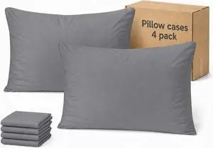 ZPECC Dark Gray Pillow Cases King Size Set of 4, 20x36 Envelope Closure Pillowcases, Soft Plain Brushed Microfiber Covers Hypoallergenic Breathable ZPECC Dark Gray Pillow Cases King Size Set of 4, 20x36 Envelope Closure Pillowcases, Soft Plain Brushed Microfiber Covers Hypoallergenic Breathable