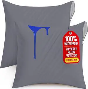 Set of 2 Pillow Protectors with Zipper 26 x 26 Inches, Throw Pillow Covers Set of 2 Pillow Protectors with Zipper 26 x 26 Inches, Throw Pillow Covers