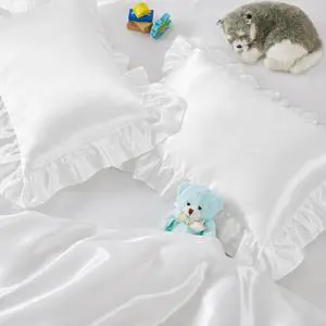 Entisn 13x18 Ruffle Satin Toddler Pillowcase 2 Pack, White Entisn 13x18 Ruffle Satin Toddler Pillowcase 2 Pack, White