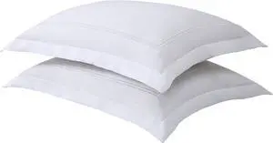 Levinsohn Luxury Hotel Tailored Pillow Sham White with White Baratta Stitched Hem (2 Pack) European Levinsohn Luxury Hotel Tailored Pillow Sham White with White Baratta Stitched Hem (2 Pack) European