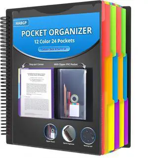 24 Pocket Plastic folders with Pockets, 12 Color Multi Pocket with Dividers 24 Pocket Plastic folders with Pockets, 12 Color Multi Pocket with Dividers