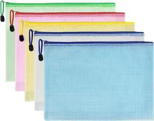 FERENLI 10 Pcs 9.4x6.9 inch Mesh Zipper Files Pouch Bags (A5, Colorful) FERENLI 10 Pcs 9.4x6.9 inch Mesh Zipper Files Pouch Bags (A5, Colorful)