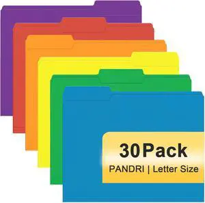 PANDRI Colored File Folders, 30 Pack 1/3 Cut Tab File Folder, 6 Colors PANDRI Colored File Folders, 30 Pack 1/3 Cut Tab File Folder, 6 Colors