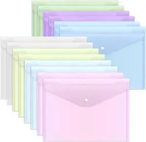 EOOUT 14pcs Plastic Envelopes, Plastic Folders for Documents, Poly Folders with Snap Closure, A4 Size, Letter Size, for School and Office Supplies EOOUT 14pcs Plastic Envelopes, Plastic Folders for Documents, Poly Folders with Snap Closure, A4 Size, Letter Size, for School and Office Supplies